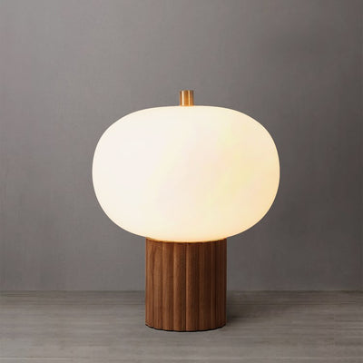 Product Image: Table Lamp Tambo Peter Morelli 1 Lamp Dark Walnut/Weathered Brass Opal Glass Bubble Steel