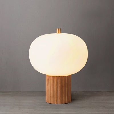 Product Image: Table Lamp Tambo Peter Morelli 1 Lamp Natural Ash/Weathered Brass Opal Glass Bubble Steel
