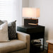 Table Lamp Zen Michael Song with Nightlight 1 Lamp Ebony/Weathered Brass White Cotton Linen Wood