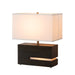 Table Lamp Zen Michael Song with Nightlight 1 Lamp Ebony/Weathered Brass White Cotton Linen Wood