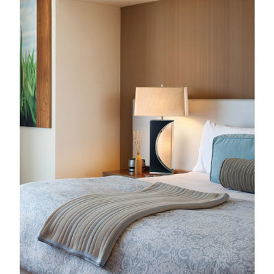 Product Image: Table Lamp Mervyn Weitz Half Moon 1 Lamp Dark Brown/Brushed Nickel Etruscan Gold Linen Steel
