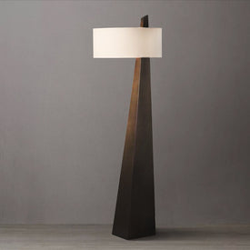 Floor Lamp Obelisk 1 Lamp Chestnut White Linen Steel/Wood