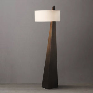 Floor Lamp Obelisk 1 Lamp Chestnut White Linen Steel/Wood