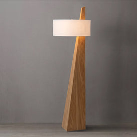 Floor Lamp Obelisk 1 Lamp Natural Ash White Cotton Linen Wood