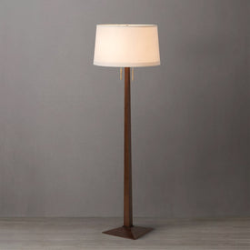 Floor Lamp Taper 1 Lamp Dark Walnut White Linen Wood