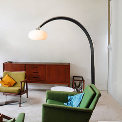 Floor Lamp Vaulted Arc 1 Lamp Black/Satin Nickel Acrylic Steel/Wood