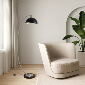 Floor Lamp Luna Bella Arc 1 Lamp Satin Nickel Black Sculpted Steel