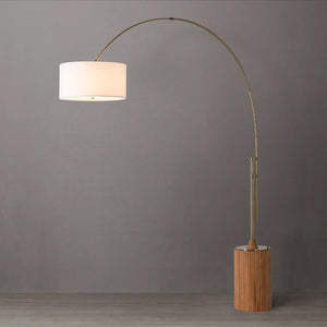 Floor Lamp Tambo Arc 1 Lamp Natural Ash/Weathered Brass White Linen Wood
