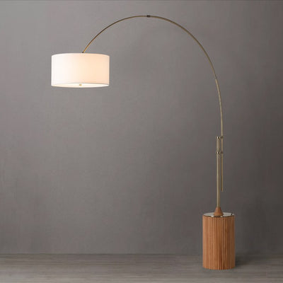 Product Image: Floor Lamp Tambo Arc 1 Lamp Natural Ash/Weathered Brass White Linen Wood