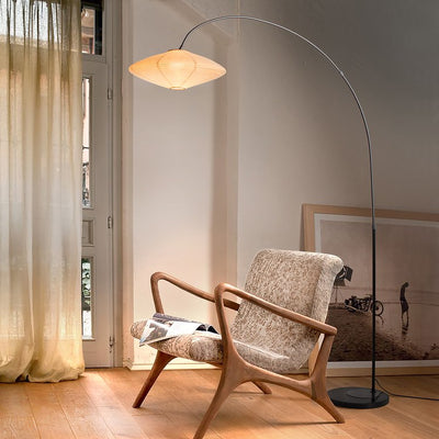 Product Image: Floor Lamp Roswell Arc 1 Lamp Matte Black White Linen Steel