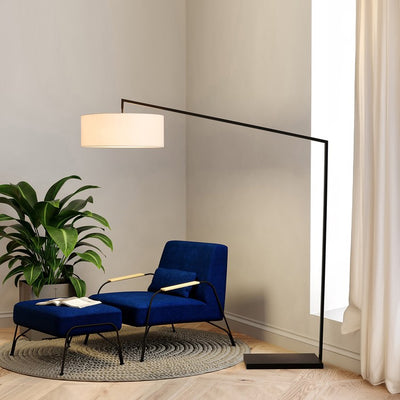 Product Image: Floor Lamp Stretch Arc 1 Lamp Matte Black White Linen Steel