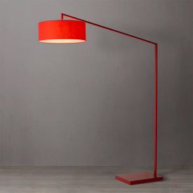 Floor Lamp Stretch Arc 1 Lamp Red Red Linen Steel