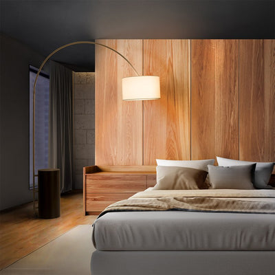 Product Image: Floor Lamp Palos Verdes Arc 1 Lamp Brushed Nickel/Dark Brown White Linen Steel/Wood
