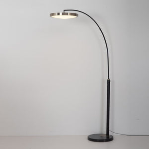 Floor Lamp Redondo Arc 1 Lamp Matte Black/Weathered Brass Baffled Steel