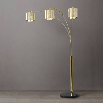 Product Image: Floor Lamp Marilyn Arc 3 Lamp Weathered Brass Mylar and Crystal Steel