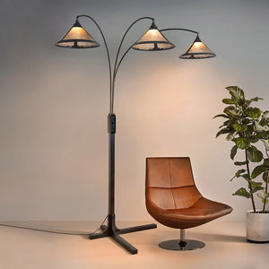 Floor Lamp Mica Arc 3 Lamp Gunmetal Mica Steel