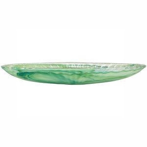 Bowl Onda Long Oval 128 Ounce Green Glass