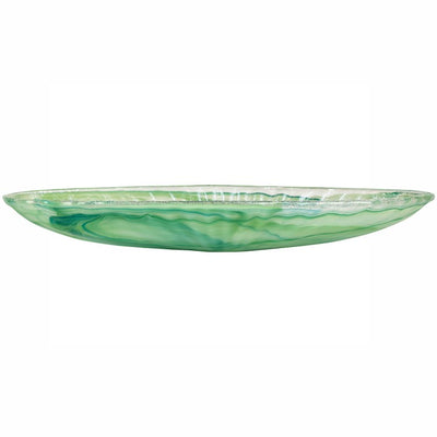 Product Image: Bowl Onda Long Oval 128 Ounce Green Glass