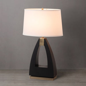 Table Lamp Trina Jim Mcdonald 1 Lamp Ebony/Weathered Brass White Linen Wood/Steel
