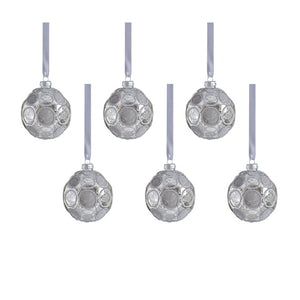 Christmas Ornament Gleaming Serenity Polka Dot 3-1/4 Inch Silver Glass 6PC