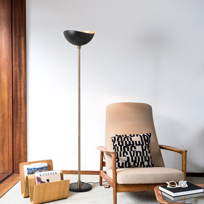 Product Image: Floor Lamp Luna Bella Peter Morelli Torchiere 1 Lamp Weathered Brass/Matte Black Black Steel