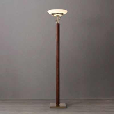 Product Image: Floor Lamp Tambo Peter Morelli Torchiere 1 Lamp Dark Walnut/Weathered Brass Opal Wood/Steel