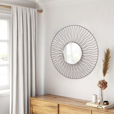 Product Image: Wall Mirror Sunburst 36 Inch Brushed Nickel Set of 2 Round