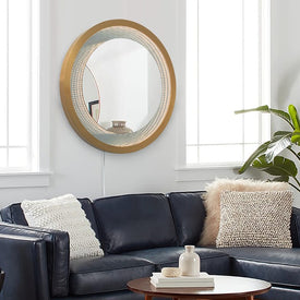 Wall Mirror Starfall Jon Gilmore 39 Inch Brushed Brass Vanishing Infinity with LED Round