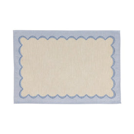 Placemat Tavola Scalloped 19 x 13 Inch Blue Rectangle 4PC