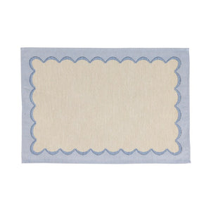 Placemat Tavola Scalloped 19 x 13 Inch Blue Rectangle 4PC
