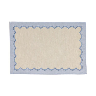 Product Image: Placemat Tavola Scalloped 19 x 13 Inch Blue Rectangle 4PC