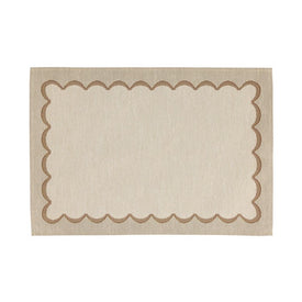 Placemat Tavola Scalloped 19 x 13 Inch Tan Rectangle 4PC