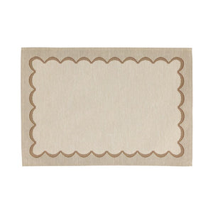 Placemat Tavola Scalloped 19 x 13 Inch Tan Rectangle 4PC