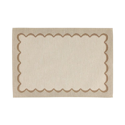 Product Image: Placemat Tavola Scalloped 19 x 13 Inch Tan Rectangle 4PC