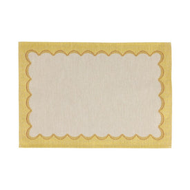 Placemat Tavola Scalloped 19 x 13 Inch Yellow Rectangle 4PC