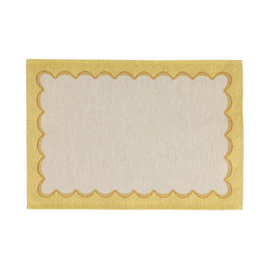 Placemat Tavola Scalloped 19 x 13 Inch Yellow Rectangle 4PC