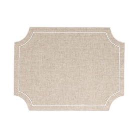 Placemat Tessuti White Stitching 18-3/4 x 14 Inch Tan Rectangle 4PC
