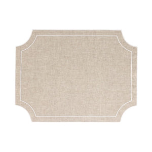 Placemat Tessuti White Stitching 18-3/4 x 14 Inch Tan Rectangle 4PC