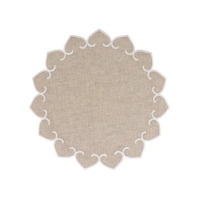 Product Image: Placemat Tessuti White Stitching 15-1/2 Inch Tan Round 4PC