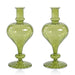 Vase Vellum Spiral Decorative 1 Set of 2 Green Borosilicate Glass