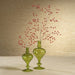 Vase Vellum Spiral Decorative 1 Set of 2 Green Borosilicate Glass