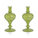 Vase Vellum Spiral Decorative 1 Set of 2 Green Borosilicate Glass