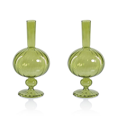 Product Image: Vase Vellum Spiral Decorative 2 Set of 2 Green Borosilicate Glass