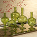 Vase Vellum Spiral Decorative 2 Set of 2 Green Borosilicate Glass