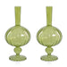 Vase Vellum Spiral Decorative 2 Set of 2 Green Borosilicate Glass