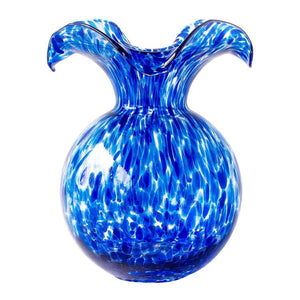Vase Hibiscus Medium Fluted Blue Glass