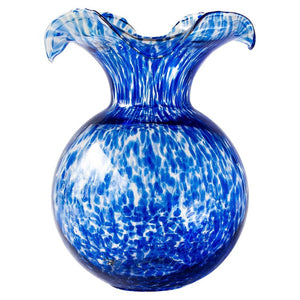Vase Hibiscus Large Fluted Blue Glass