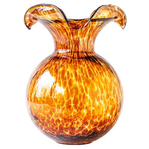Vase Hibiscus Large Fluted Brown Glass