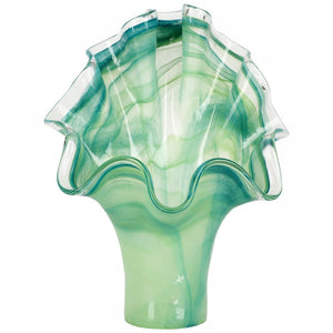 Vase Onda Fanned Green Glass