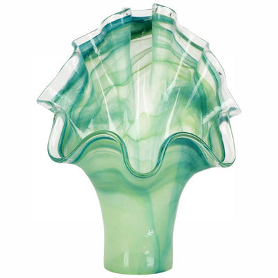 Product Image: Vase Onda Fanned Green Glass